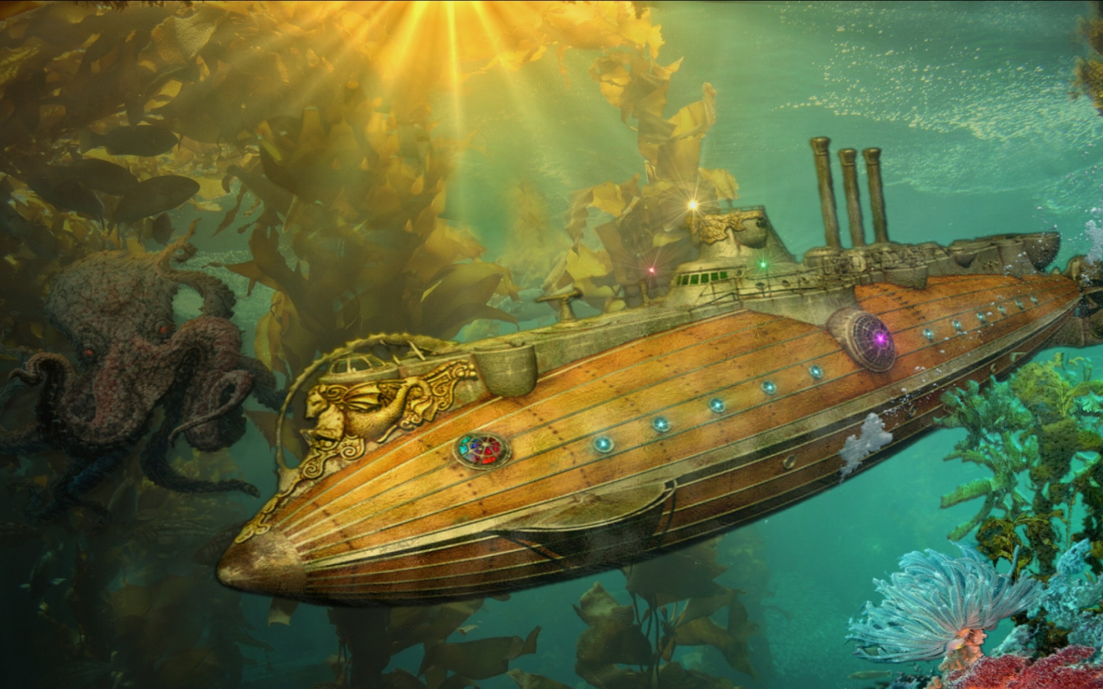 1680x1050 px, ART, fantasy, fi, ocean, punk, sci, steampunk, submarine, underwater, vehicles