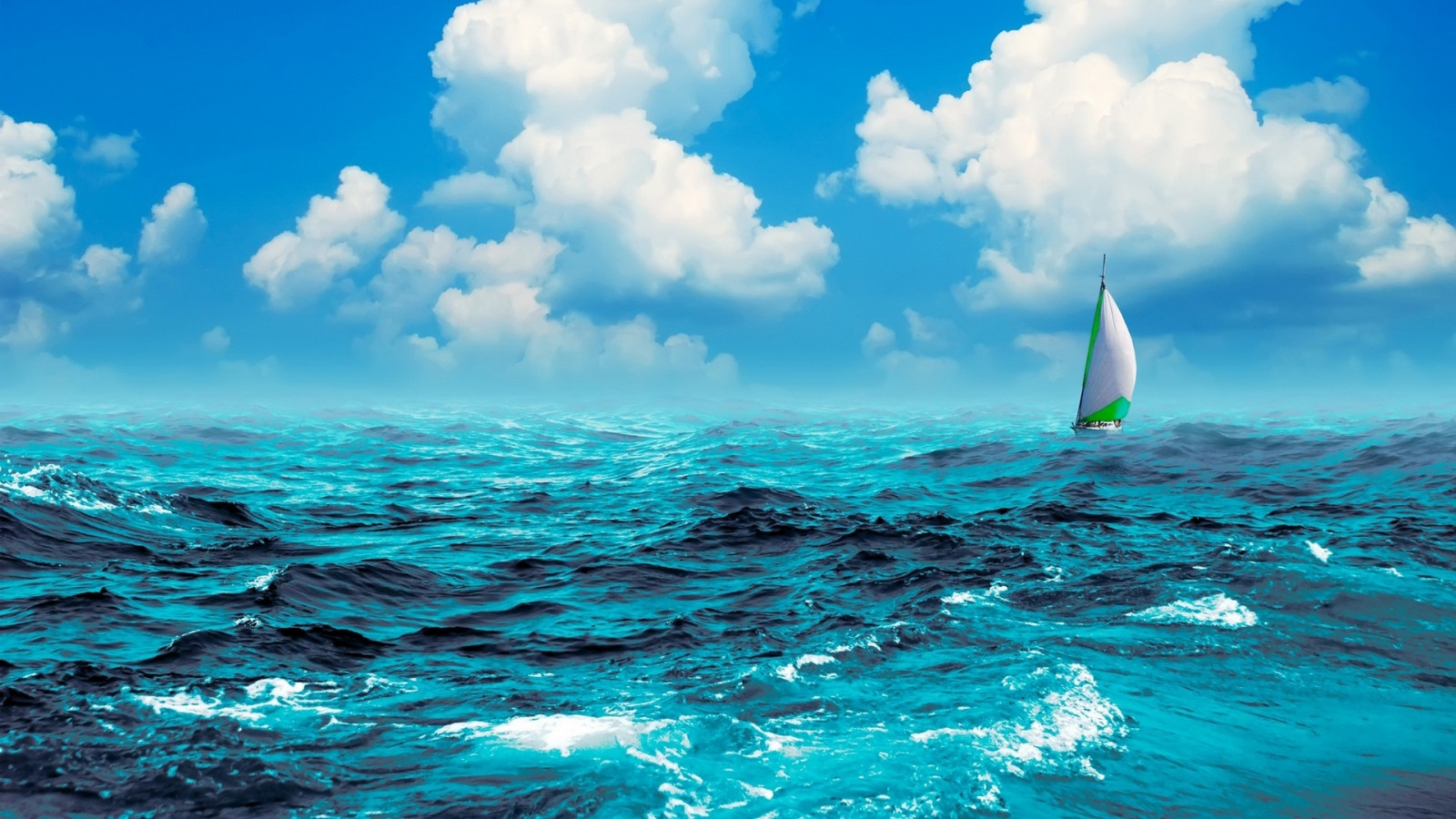 1920x1080 px, ART, artistic, boat, CG, clouds, digital, manipulation, nature, ocean, sailboat, sailing, sea, ship, sky, sports, swell, water, waves