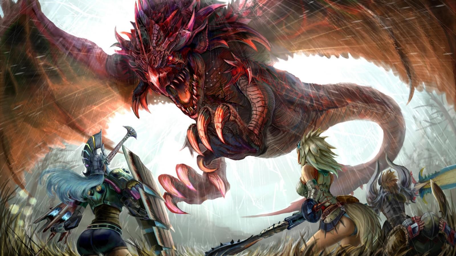 1mhf, 3840x2160 px, action, anime, dinosaur, dragon, fantasy, fighting, hunter, hunting, mmo, monster, online, RPG, warrior