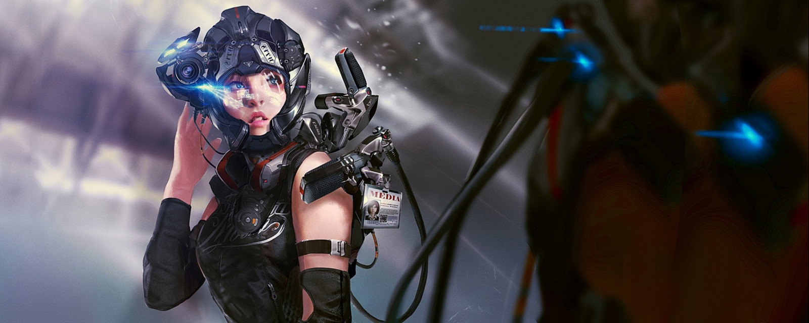 2560x1024 px, ART, artwork, fu, futuristic, girl, girls, sci, warrior, woman