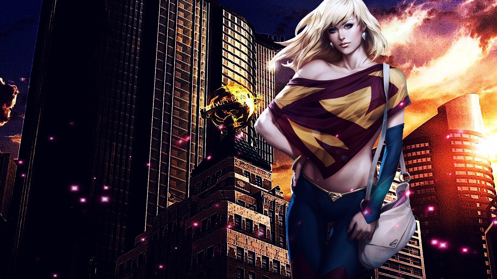 Artgerm, Supergirl, Superhero, City 1920x1080