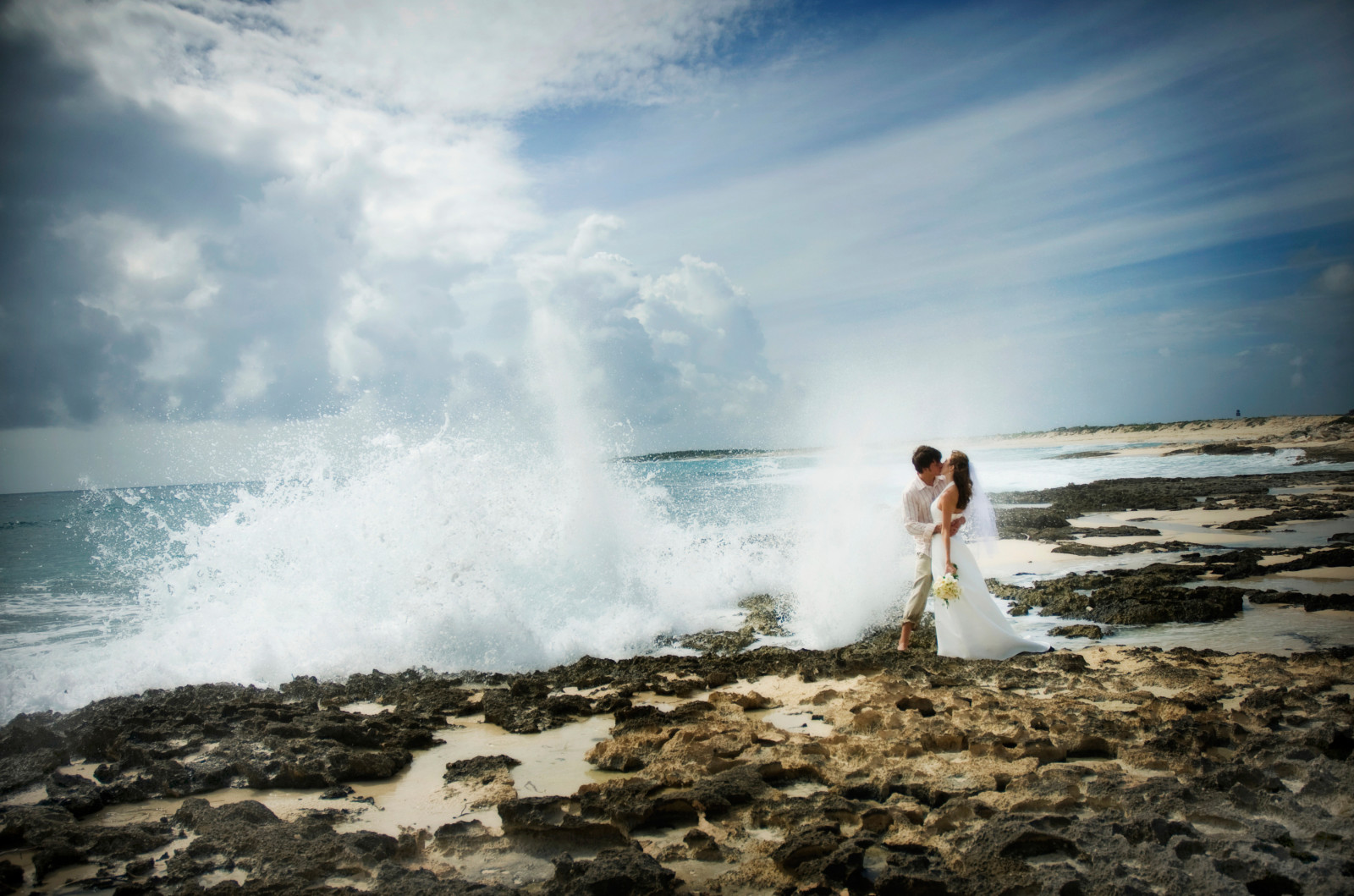 3600x2383 px, bride, dress, fasshion, gown, love, mood, ocean, sea, waves, wedding