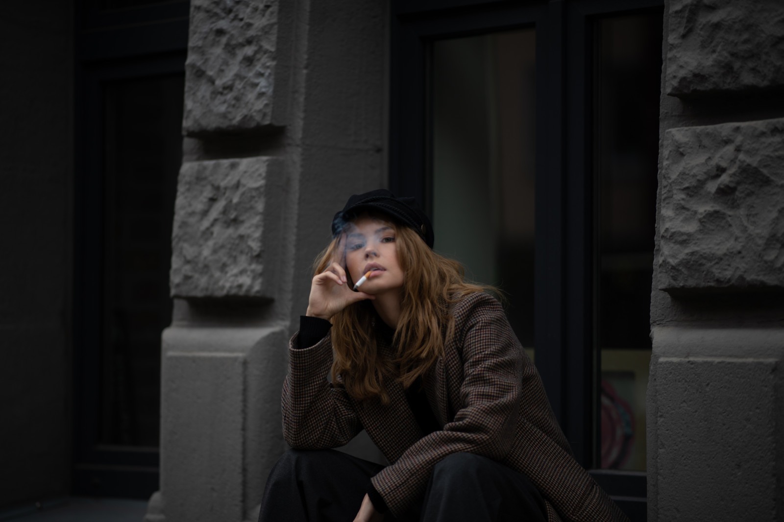 Anastasia Scheglova, ART, beautiful girl, cigarette, face, girl, head, long hair, model, photo, photo shoot, photography, smoke, wallpaper, woman