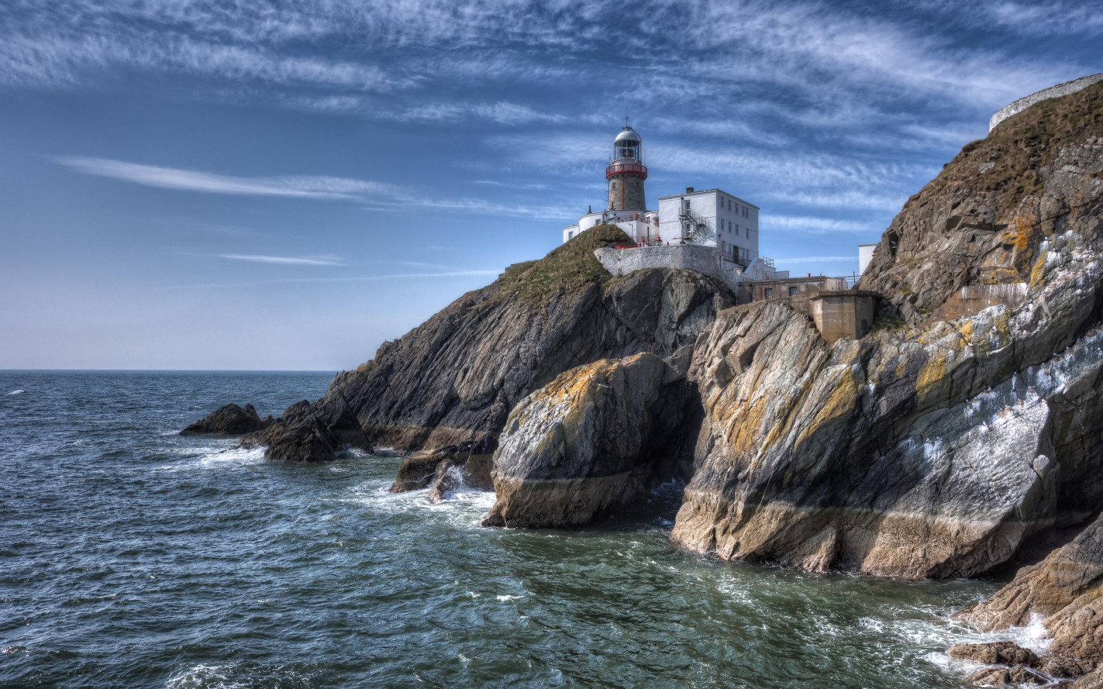 Beacon, rocks, coast, eminence, station, sky, ocean