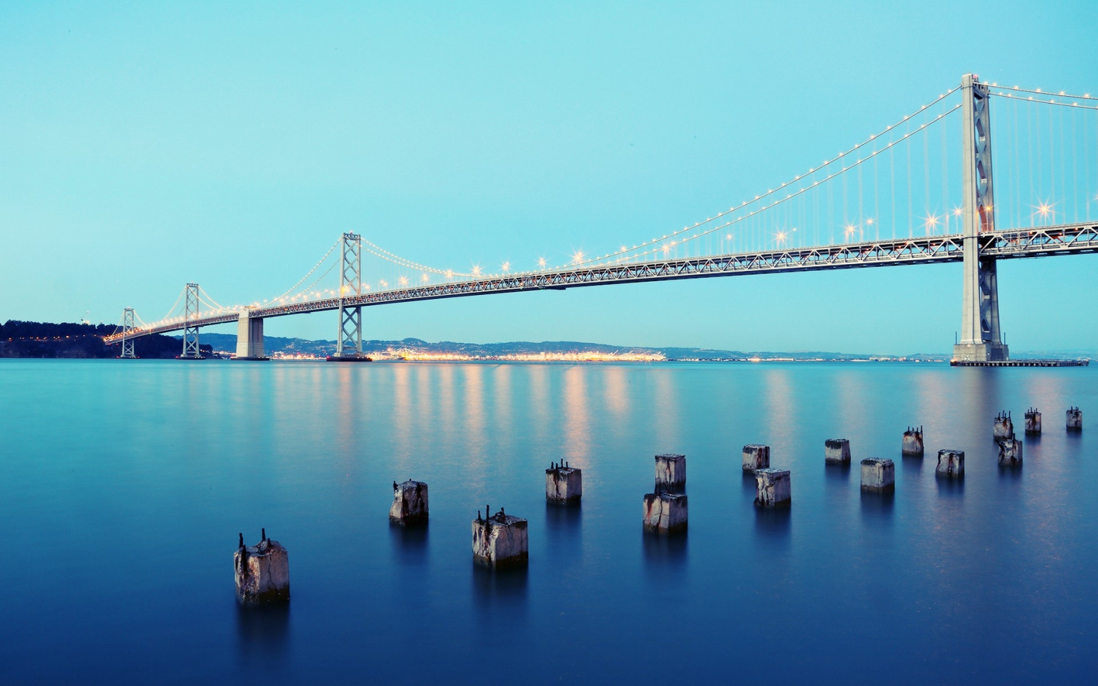 bridge, sea, ocean, city, water, sky