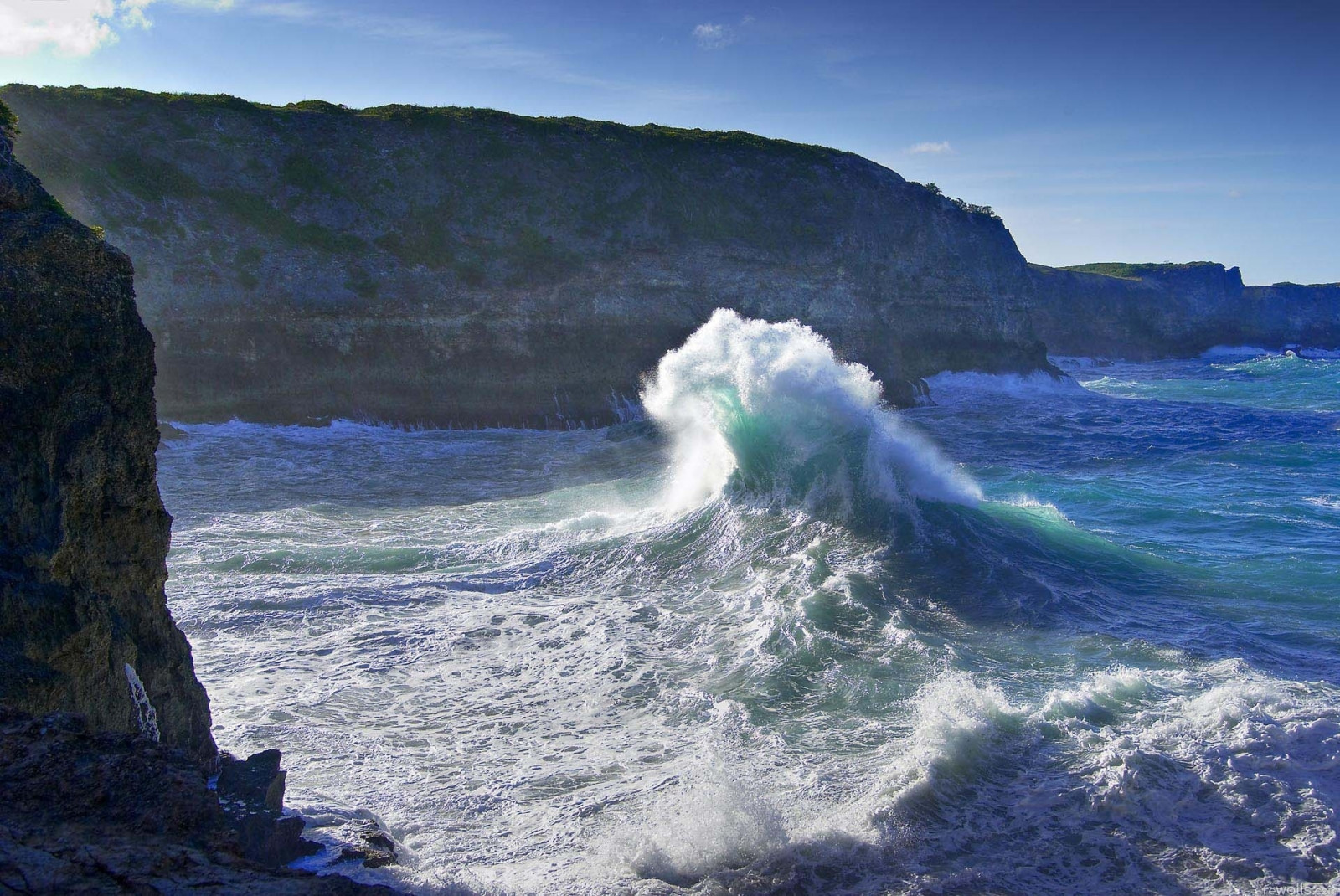 coast, ocean, wave, storm, rocks, blow