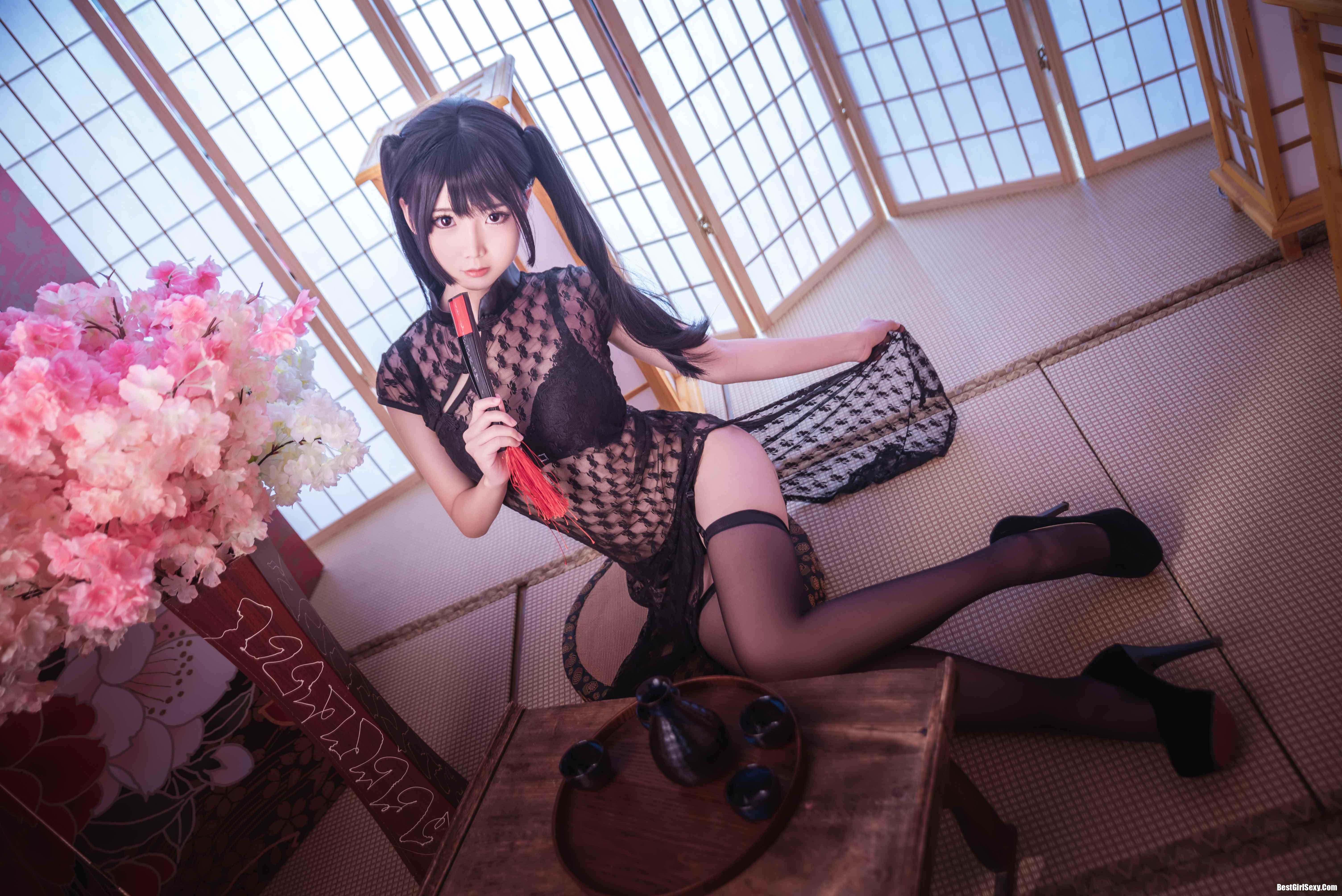 [Coser面饼仙儿] NO.018 Black silk sexy cheongsam 20