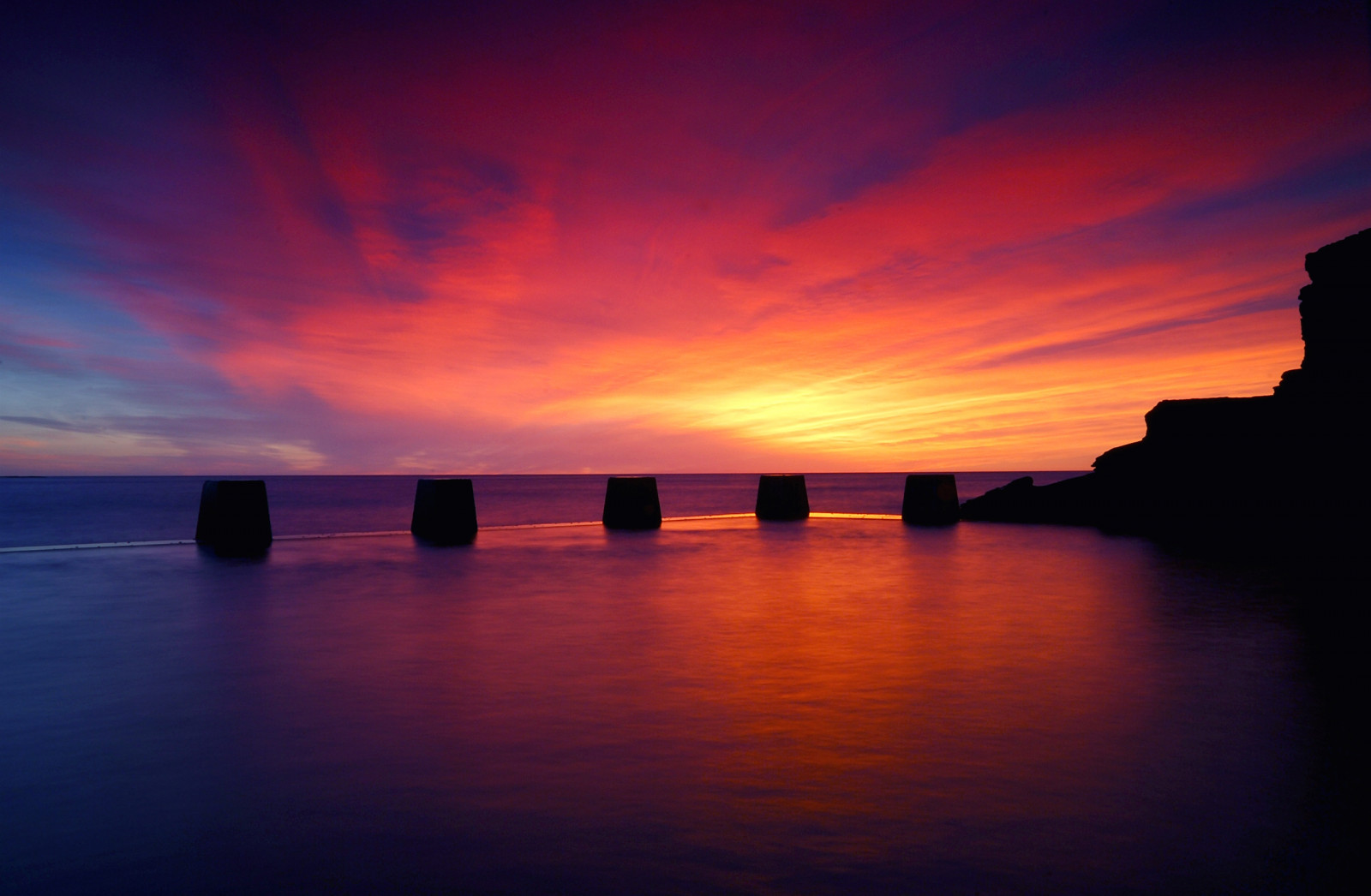 evening, ocean, calm, decline