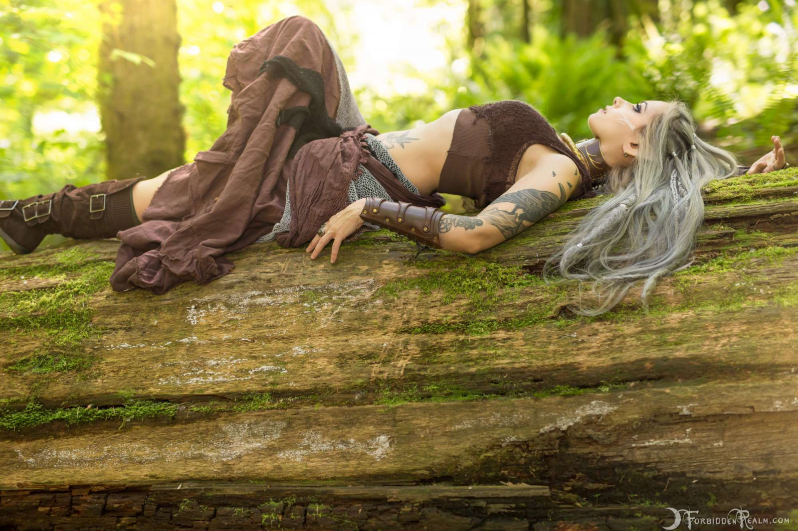 Genevieve, women outdoors, Wood Elves, ForbiddenRealm, tattoo, cosplay