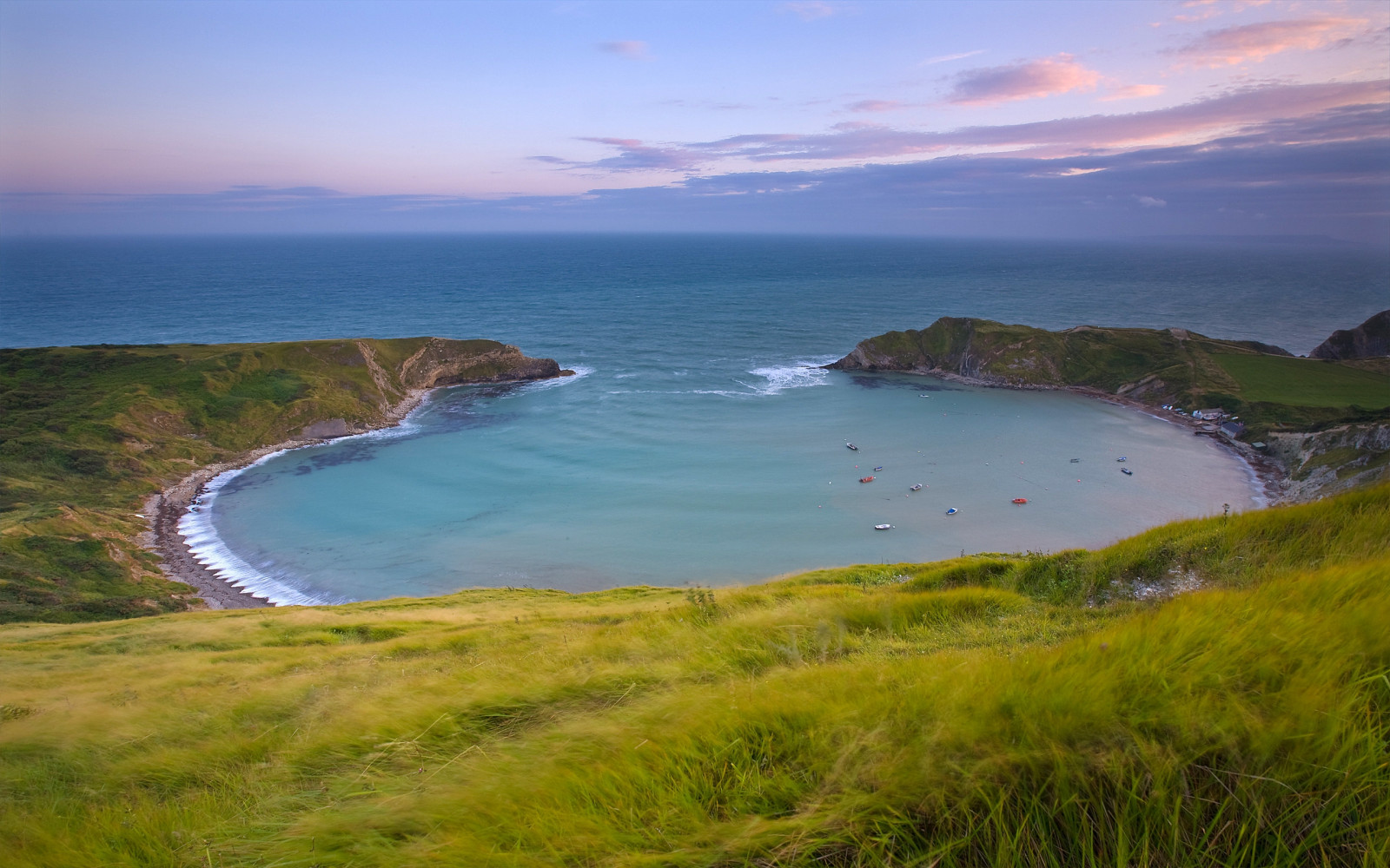 landscape, mountains, sea, bay, hill, water, shore, grass, sky, coast, cliff, horizon, cape, mount scenery, gulf, peninsula, Terrain, cloud, ocean, boats, cove, highland, promontory, headland, inlet, coastal and oceanic landforms