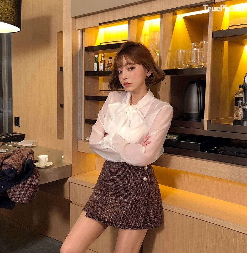 Kang Tae Ri cute girl - Korean fashion: Mini Skirt & Jeans Set - Jan.2018, TruePic.net