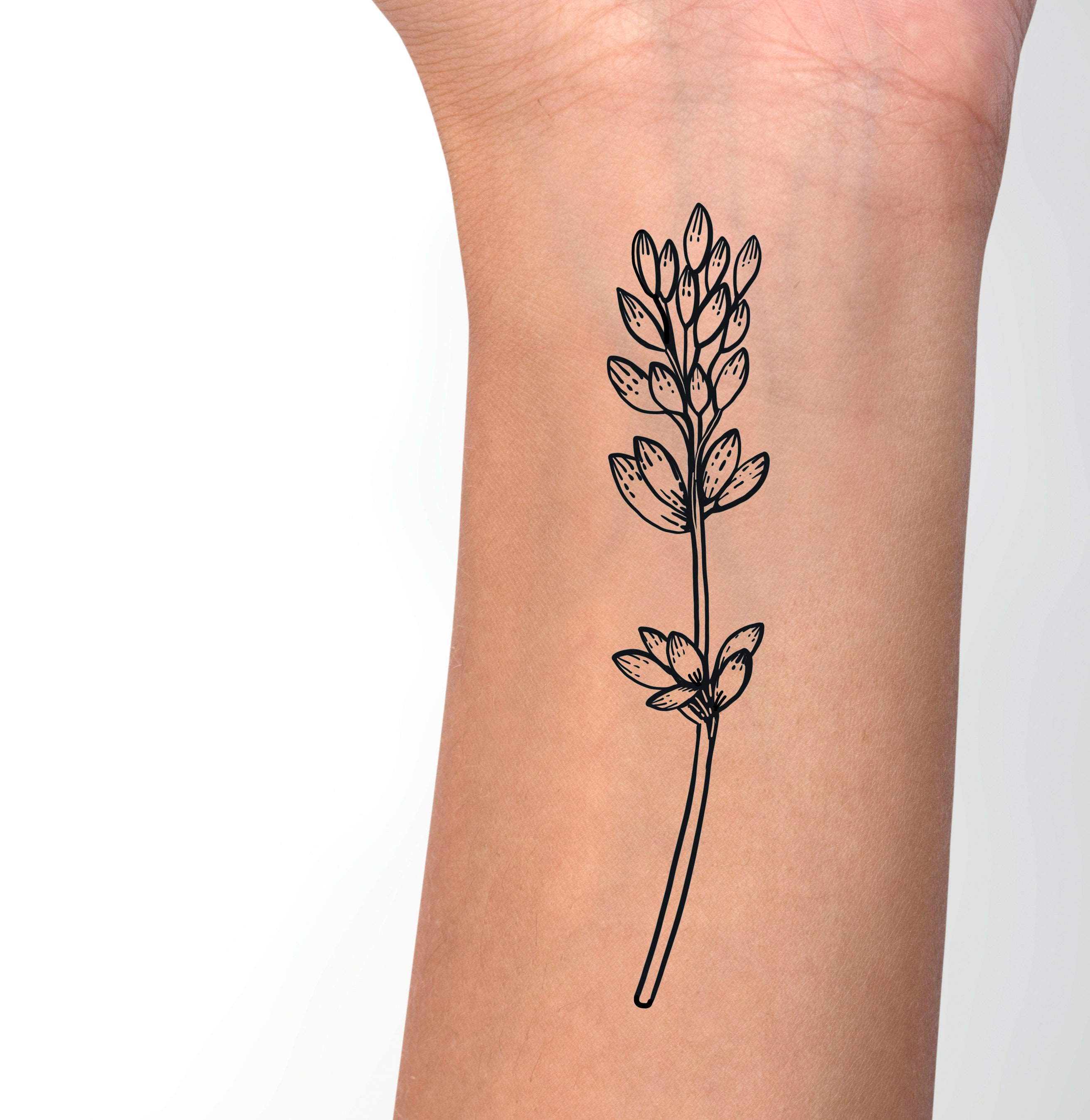 Lavender Wildflower Temporary Tattoo Lavender Line Drawing - Etsy