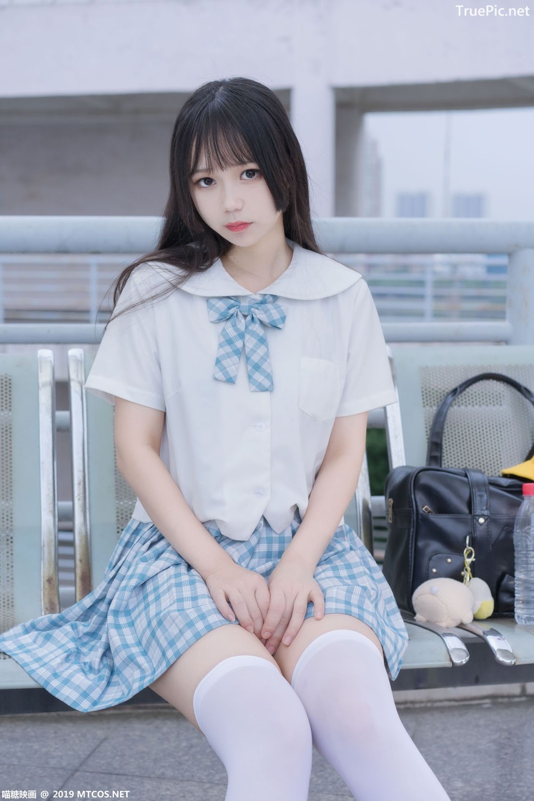 Image [MTCos] 喵糖映画 Vol.015 – Chinese Cute Model - White Shirt and Plaid Skirt - TruePic.net- Picture-24