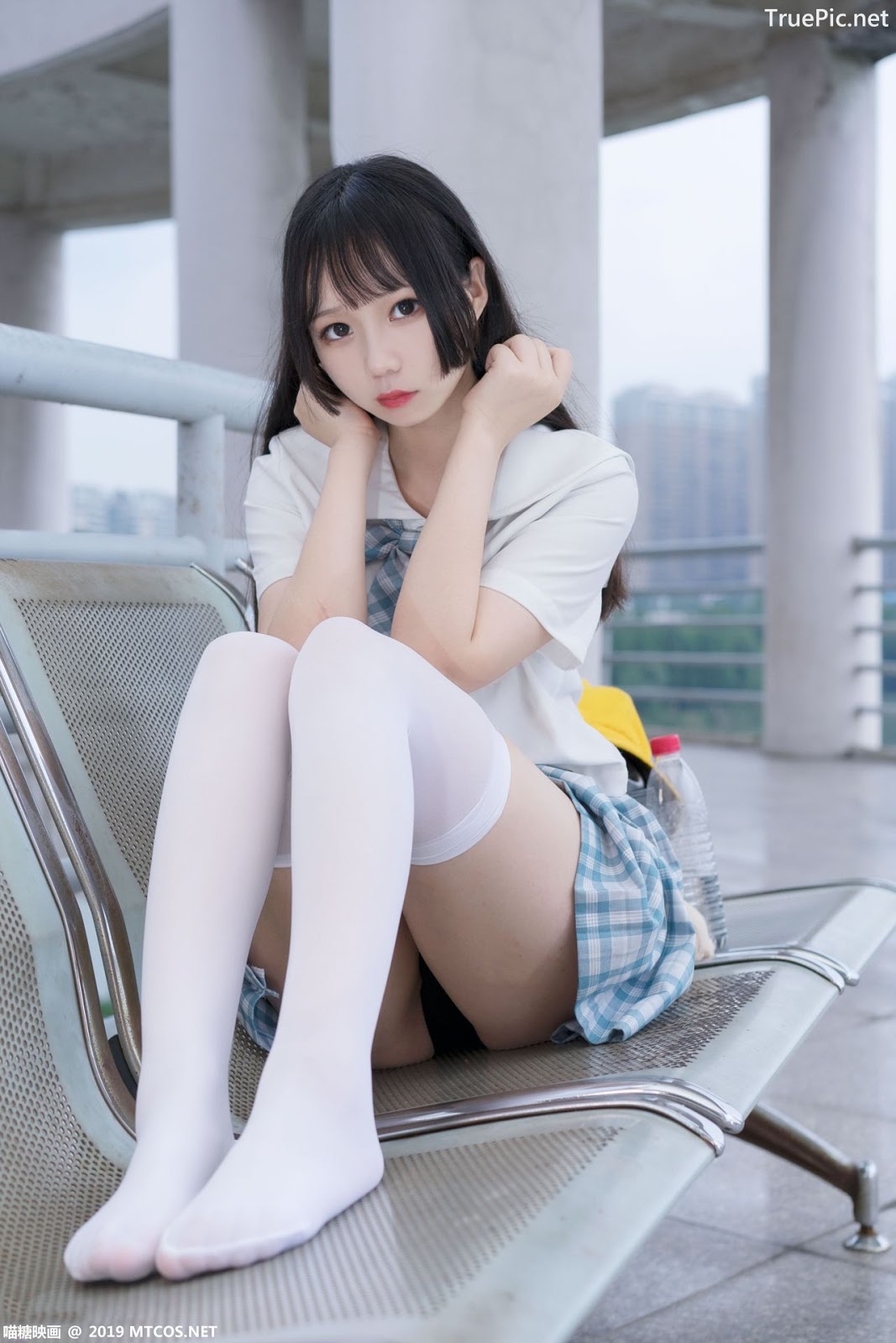 Image [MTCos] 喵糖映画 Vol.015 – Chinese Cute Model - White Shirt and Plaid Skirt - TruePic.net- Picture-28