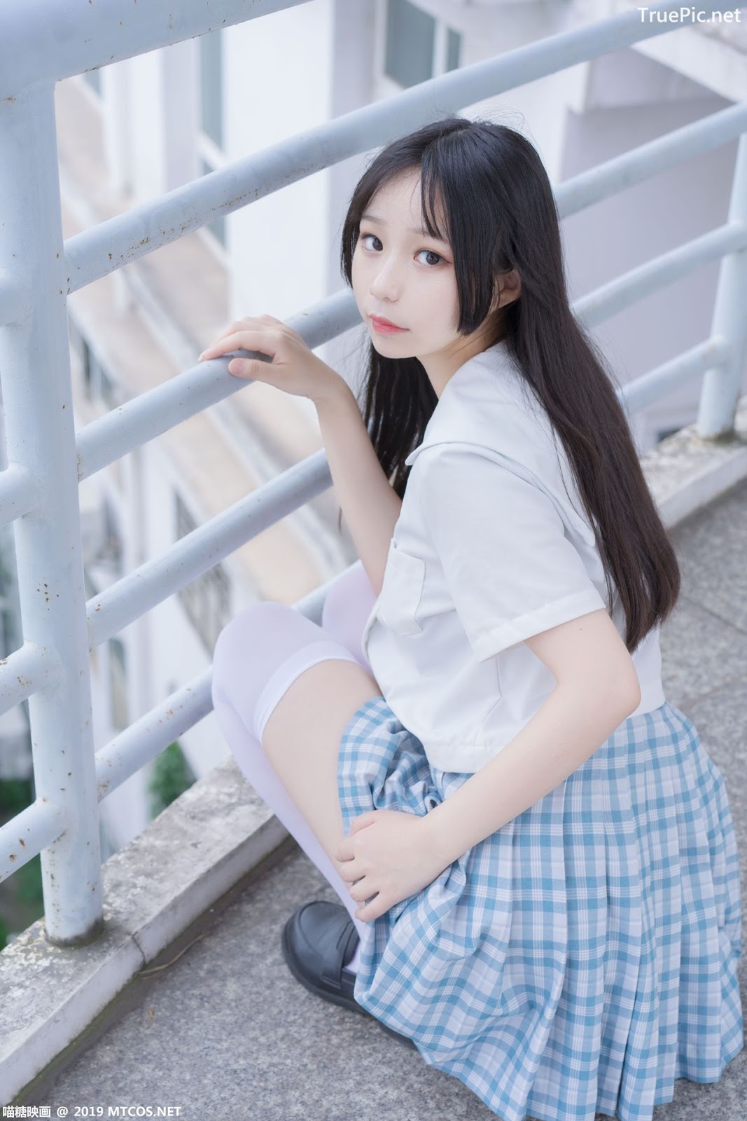 Image [MTCos] 喵糖映画 Vol.015 – Chinese Cute Model - White Shirt and Plaid Skirt - TruePic.net- Picture-4