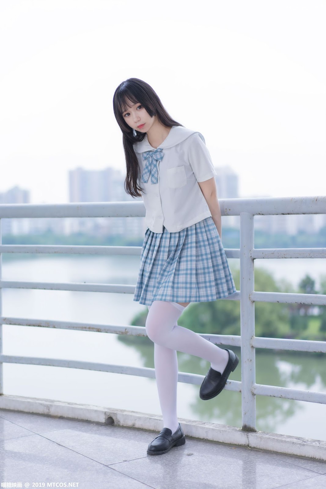 Image [MTCos] 喵糖映画 Vol.015 – Chinese Cute Model - White Shirt and Plaid Skirt - TruePic.net- Picture-7