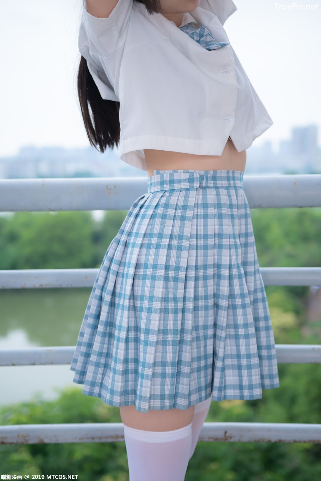 Image [MTCos] 喵糖映画 Vol.015 – Chinese Cute Model - White Shirt and Plaid Skirt - TruePic.net- Picture-9