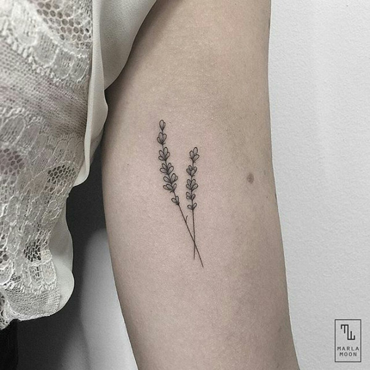 Tattoo uploaded by Claire • By #marlamoon #lavender #tinytattoo #linework  #botanical #nature • Tattoodo