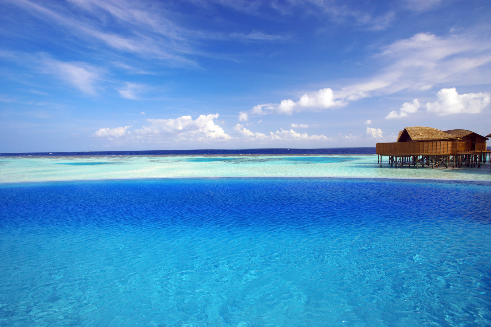 Maldives, tropical, bungalows, ocean