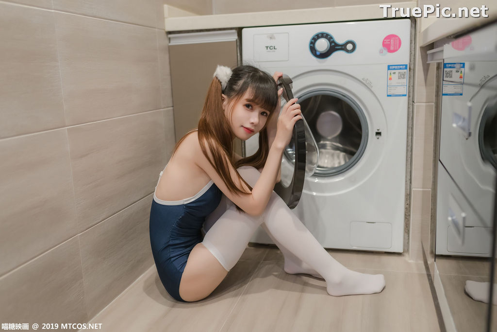 Image [MTCos] 喵糖映画 Vol.036 – Chinese Cute Model – Navy Blue Monokini and White Stockings - TruePic.net - Picture-8