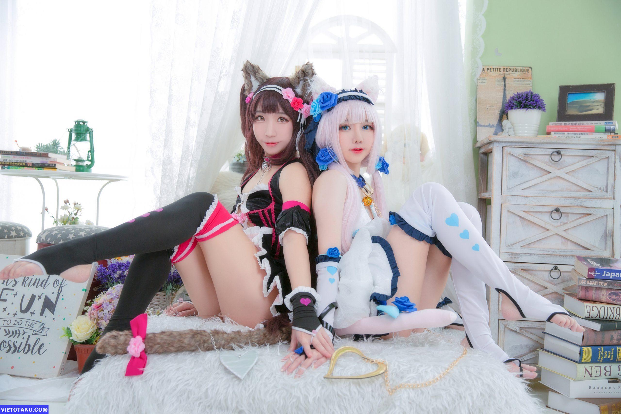 Sally Dorasnow và Miya với bộ cosplay Vanilla và Chocola trong anime 10