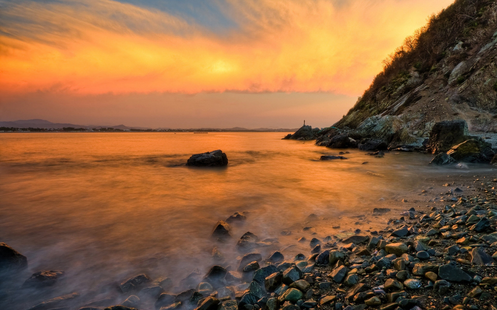 sunlight, landscape, sunset, sea, water, rock, shore, reflection, sky, stones, beach, sunrise, calm, evening, morning, coast, cliff, horizon, atmosphere, dusk, Terrain, cloud, fog, dawn, ocean, wave, cove, tide, loch, body of water, wind wave, decline, promontory, headland, inlet, coastal and oceanic landforms