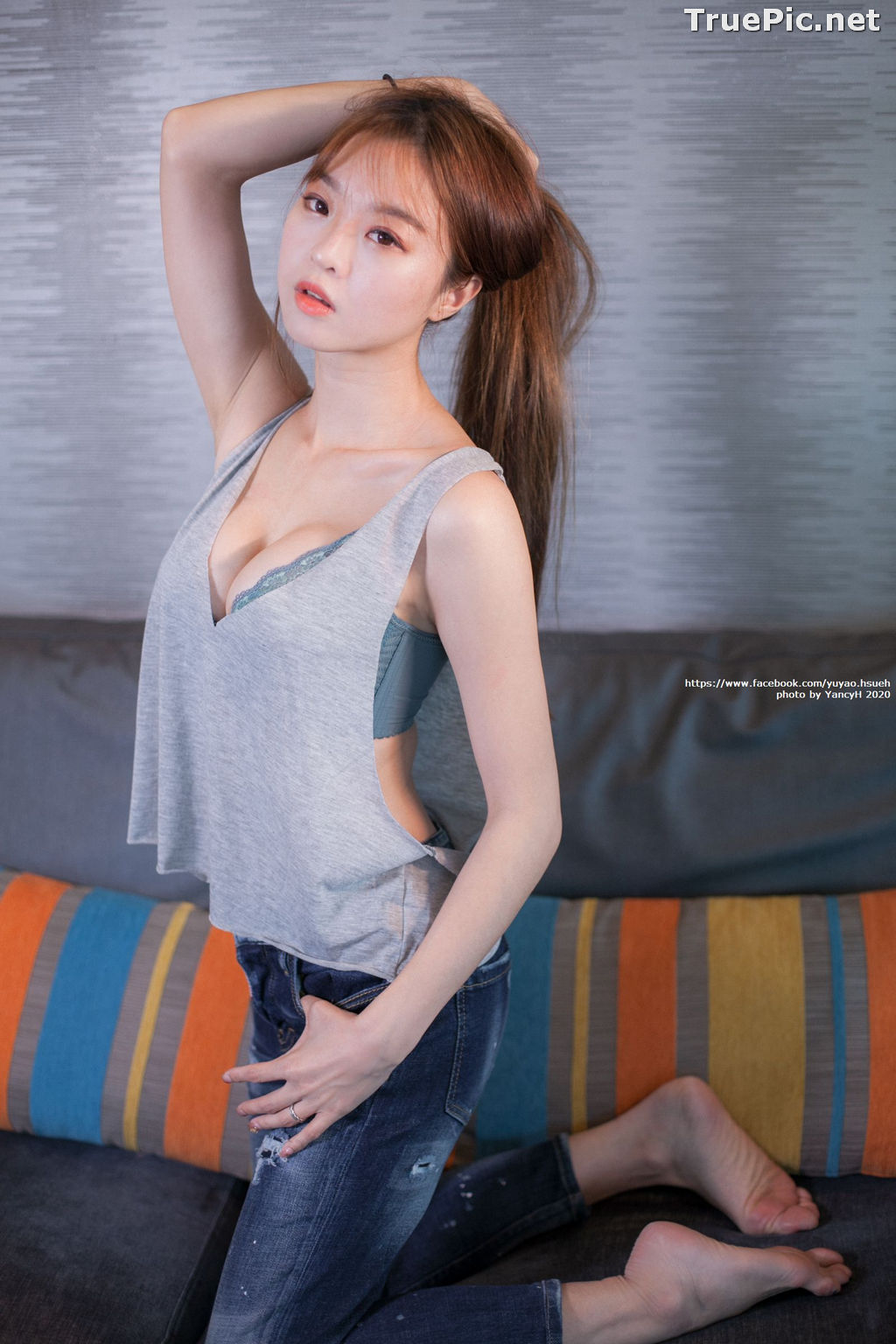 Image Taiwanese Model - Shin Yu - Red Plum and Blue Gray Bra - TruePic.net - Picture-12