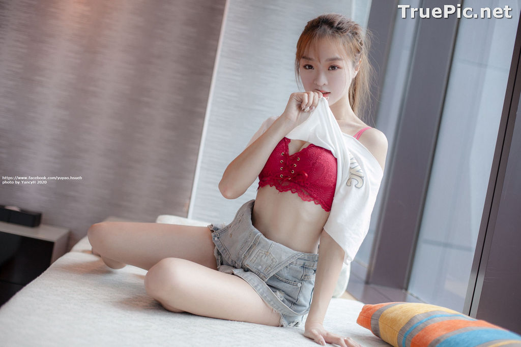 Image Taiwanese Model - Shin Yu - Red Plum and Blue Gray Bra - TruePic.net - Picture-2