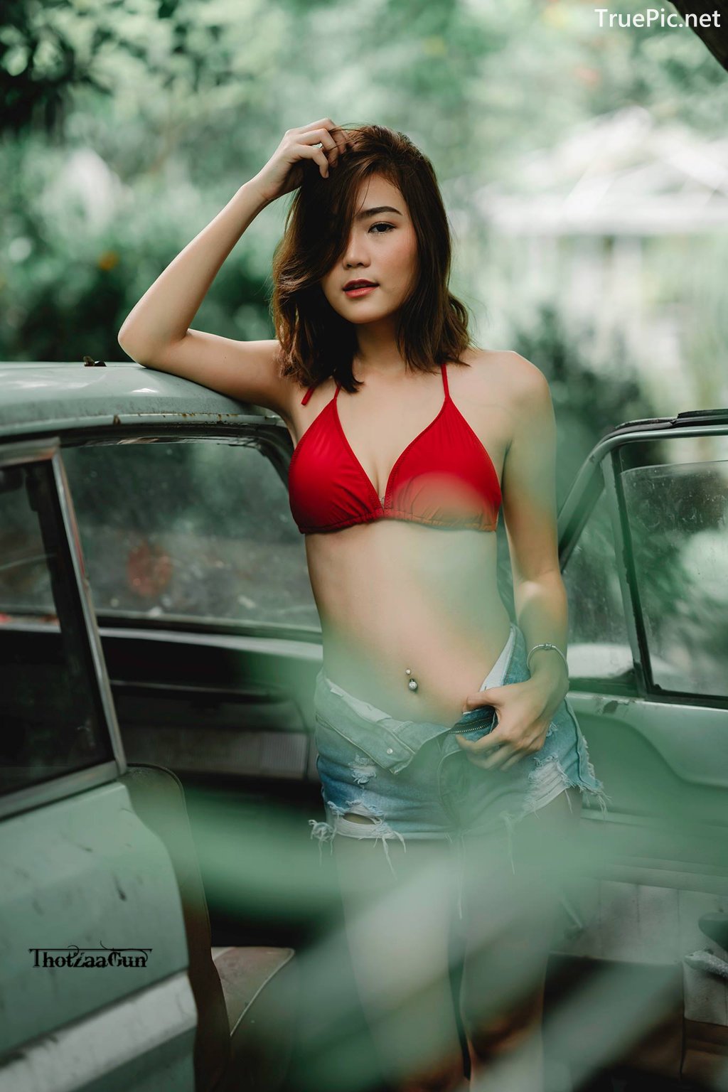 Image Thailand Model - Pattaravadee Boonmeesup - Red Bikini Top and Jean - TruePic.net - Picture-3