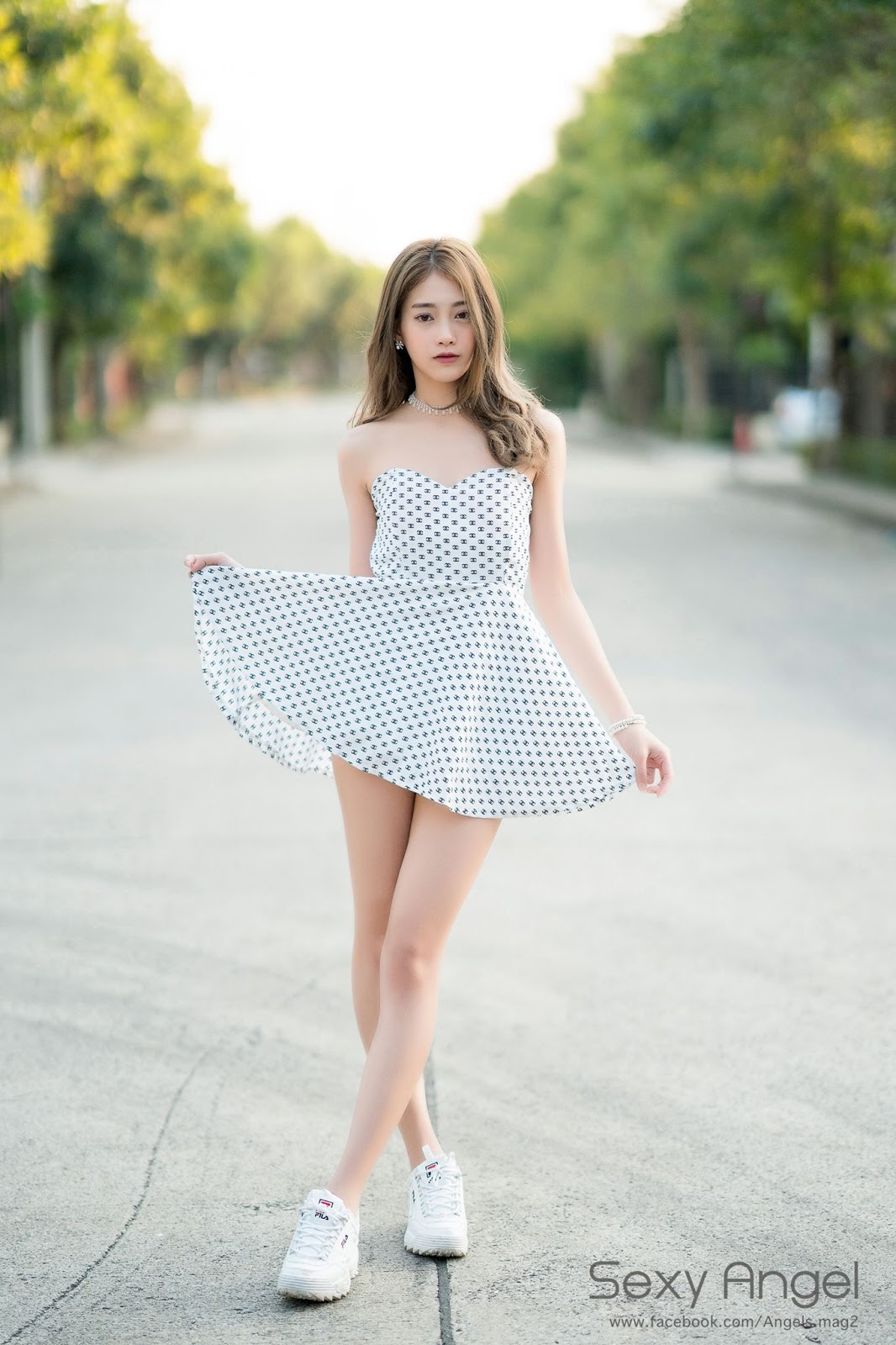 Thailand angel model Pimploy Chitranapawong - Welcoming the sun with Sweetheart mini dress