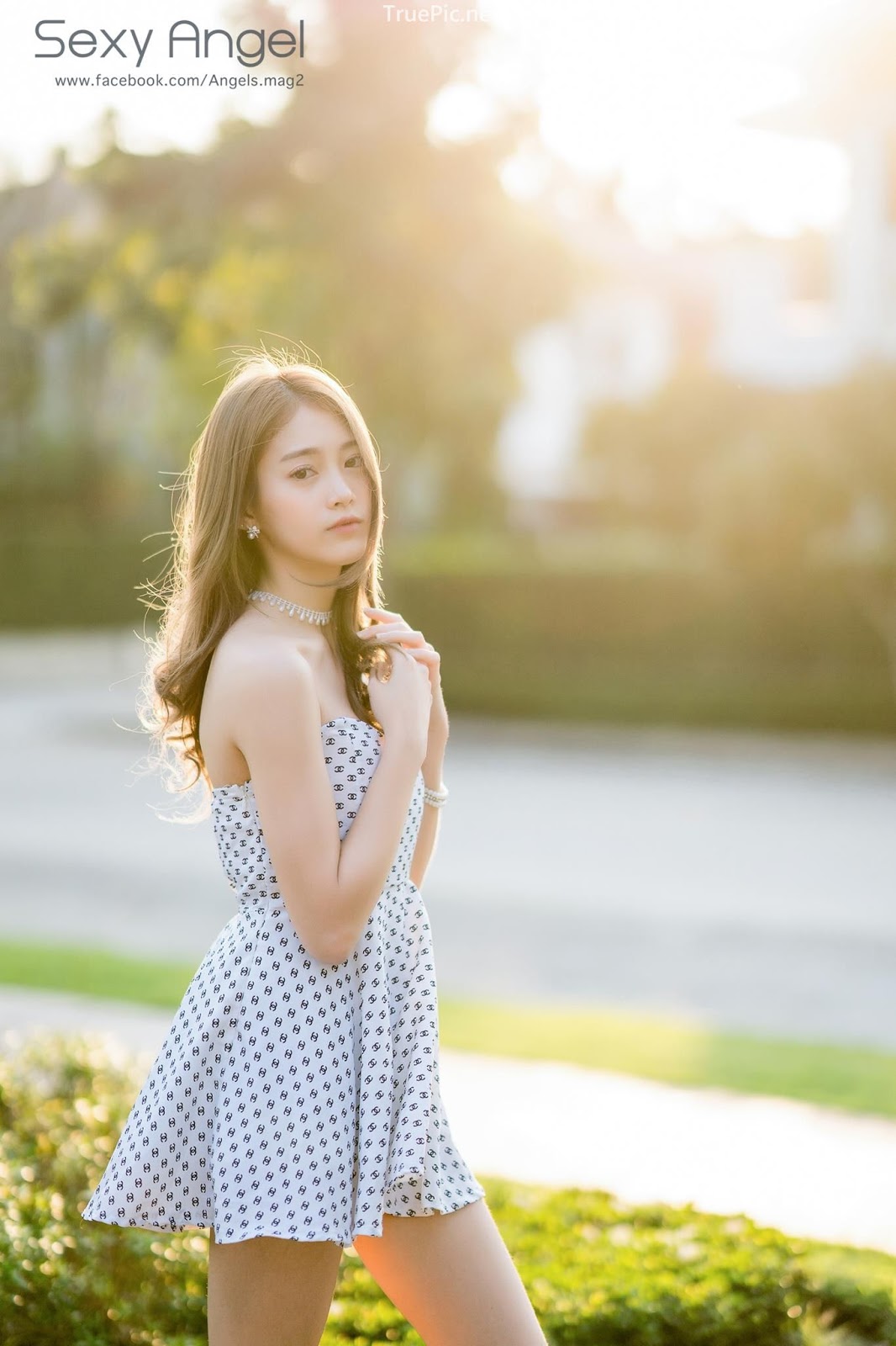 Thailand angel model Pimploy Chitranapawong - Welcoming the sun with Sweetheart mini dress