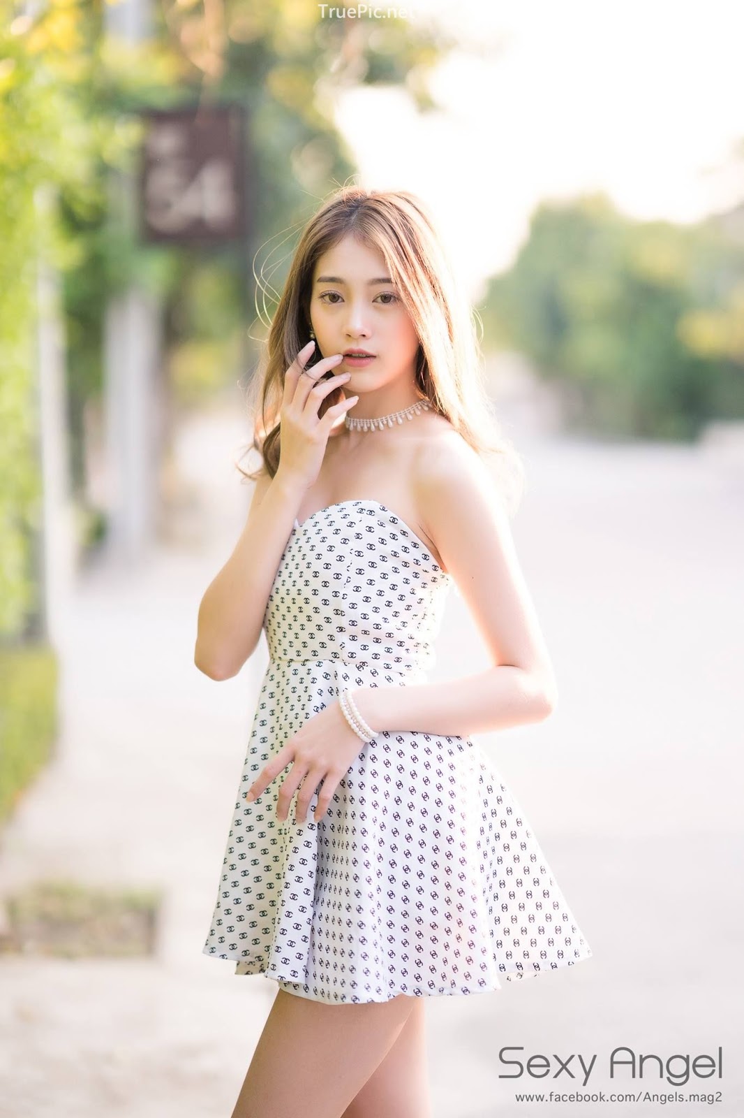 Thailand angel model Pimploy Chitranapawong - Welcoming the sun with Sweetheart mini dress