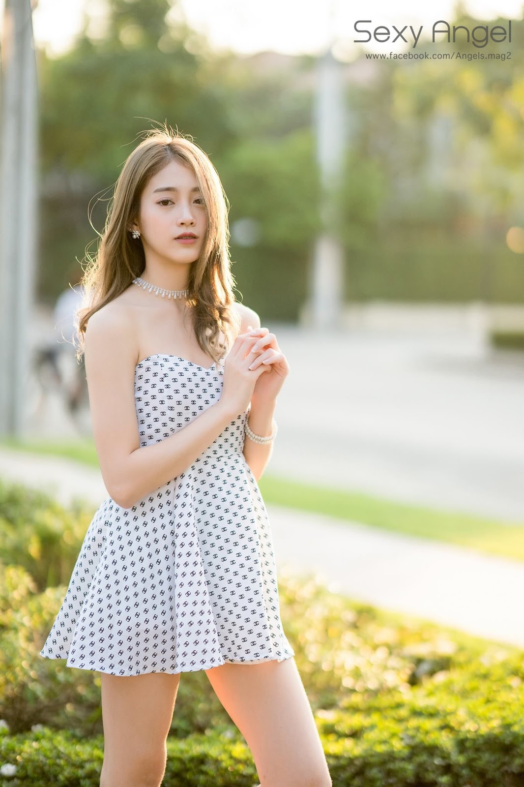 Thailand angel model Pimploy Chitranapawong - Welcoming the sun with Sweetheart mini dress