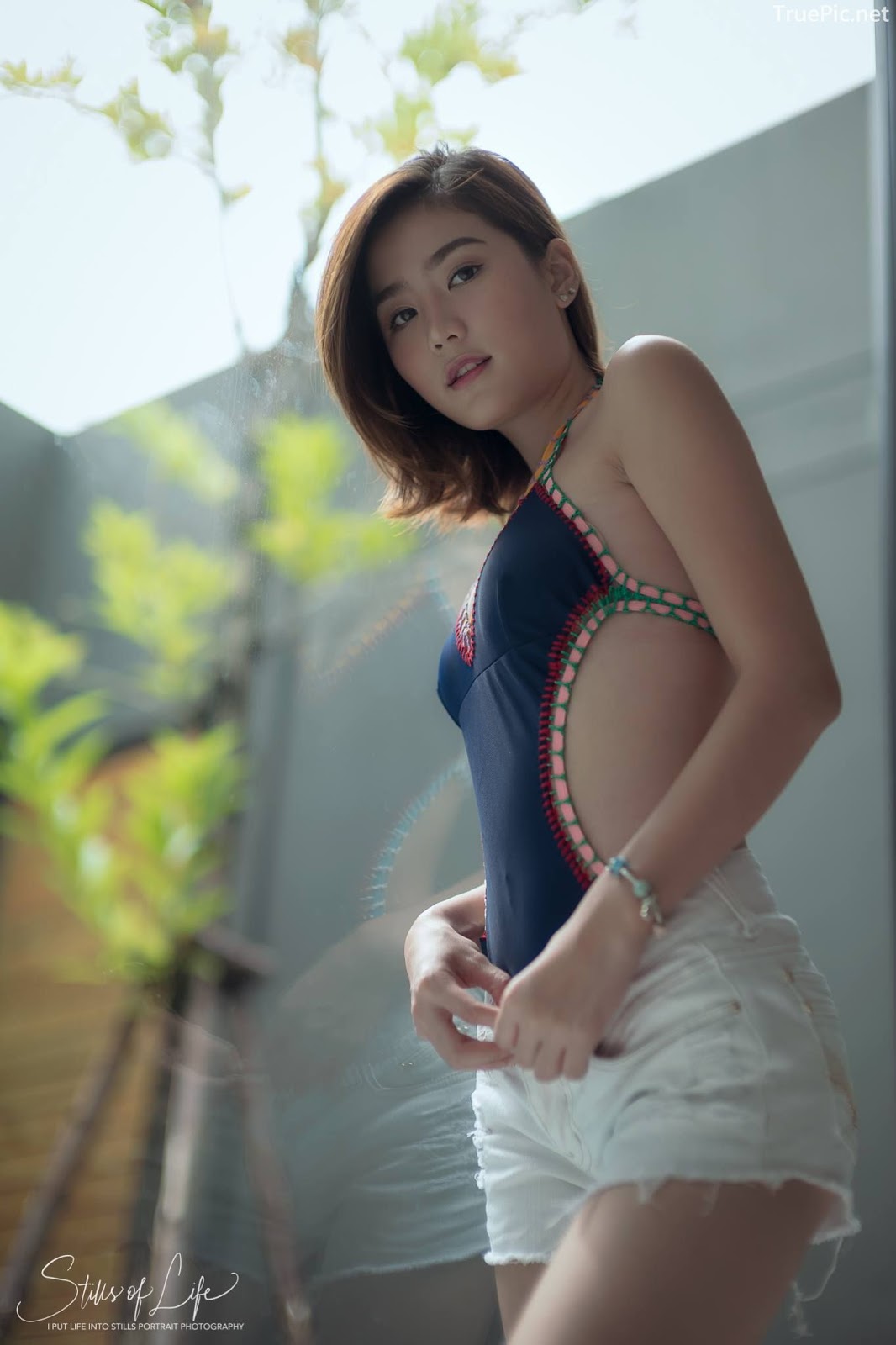 Thailand model - Pattaravadee Boonmeesup - Earn Blue Swimsuit