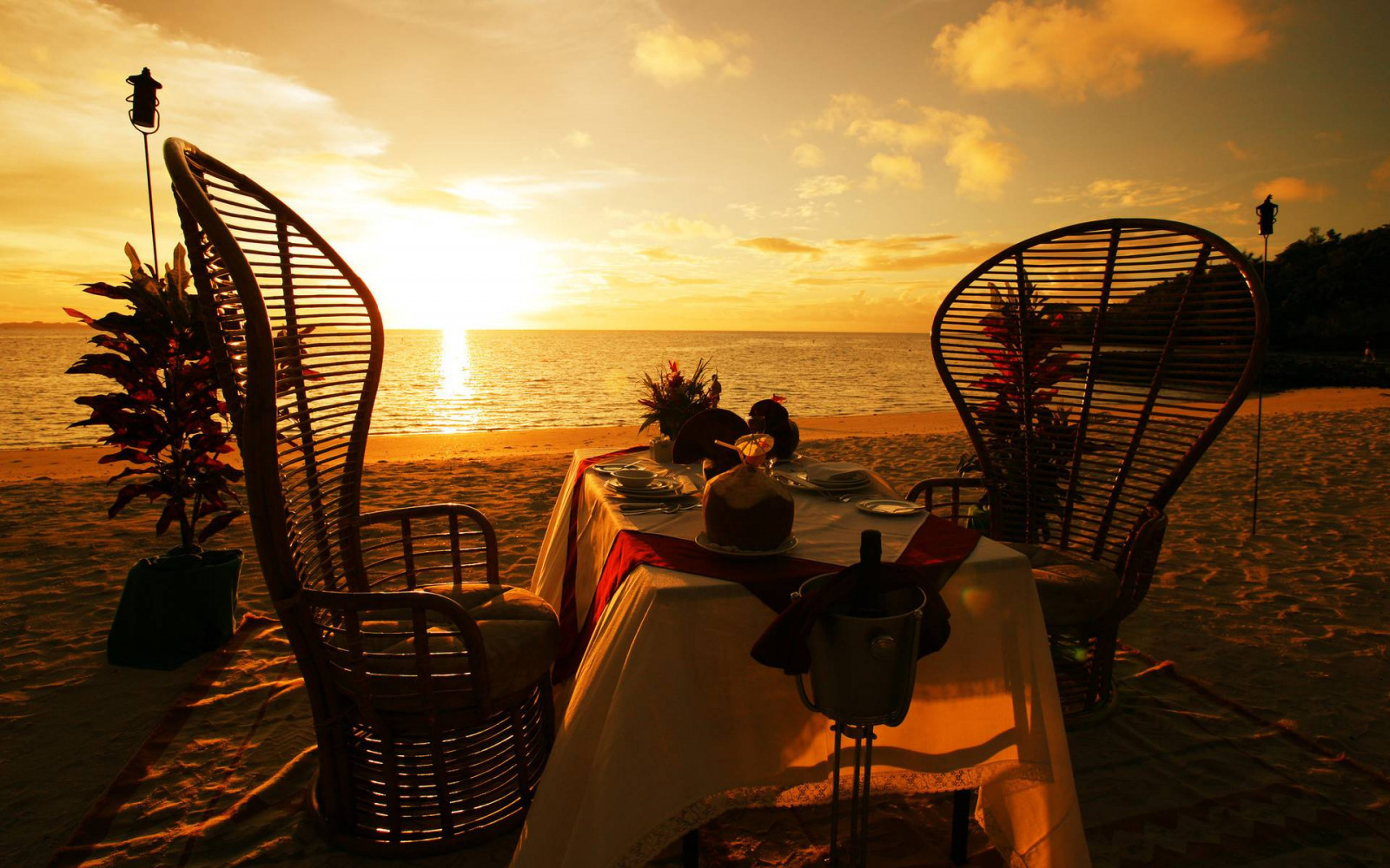 tropics, sea, ocean, dinner, romance, summer